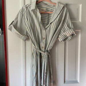 Sezane Striped Célia Shirt Dress Blue + White Size Small
